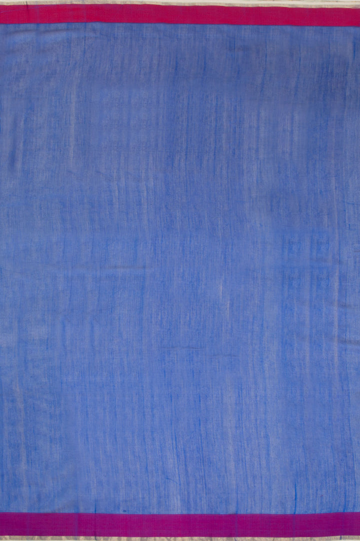 Blue Silk Cotton Saree With Tissue Pallu