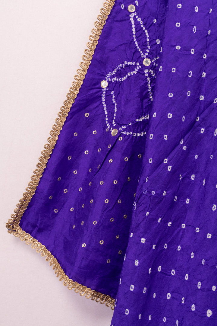 Purple Bandhani Mulberry Silk Dupatta 10072127