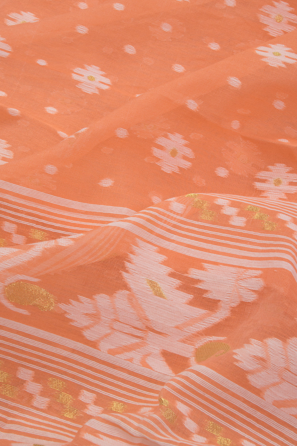 Peach Jamdani Style Cotton 2-Piece Salwar Suit Material