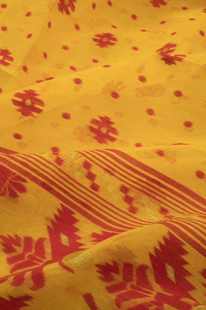 Yellow Jamdani Style Cotton 2-Piece Salwar Suit Material