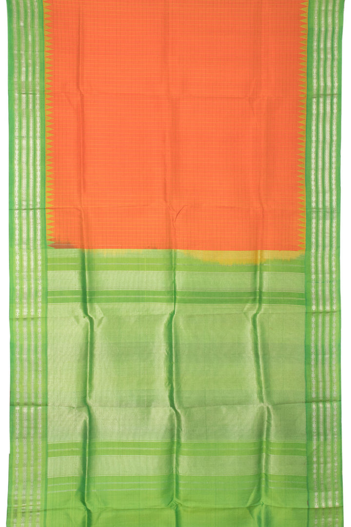 Orange Handloom Gadwal Kuttu Silk Saree - Avishya