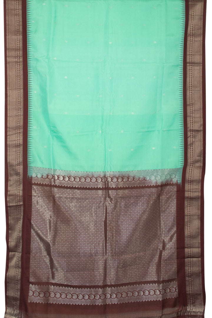 Turquoise Blue Handloom Gadwal Kuttu Silk Saree - Avishya