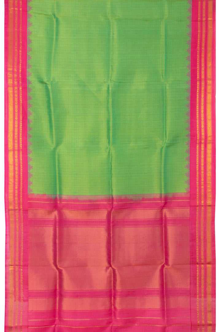 Parrot Green Handloom Gadwal Kuttu Silk Saree - Avishya