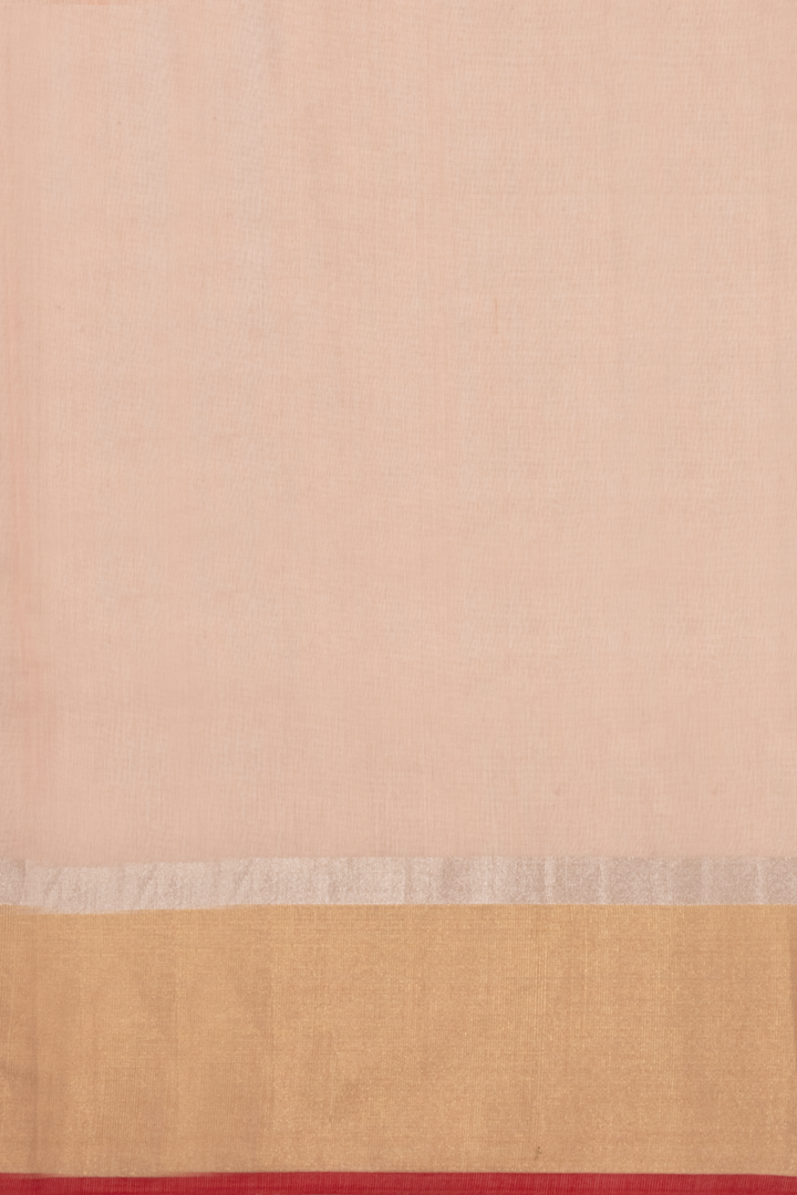 Peach Handloom Printed Chanderi Silk Cotton Saree