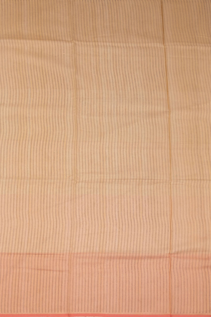 Peach Handloom Printed Chanderi Silk Cotton Saree