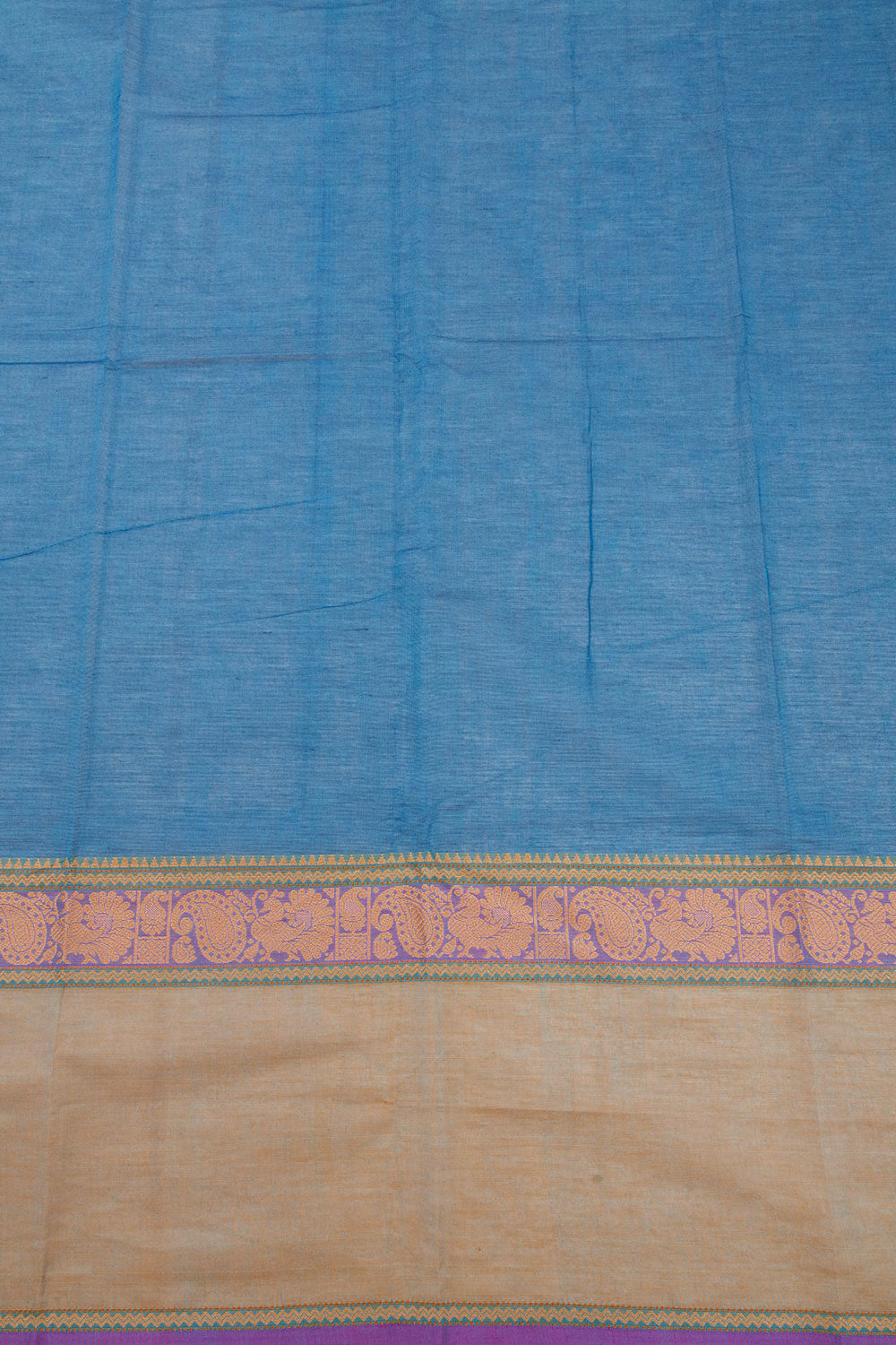 Blue Handloom Chettinad Cotton Saree 10072593