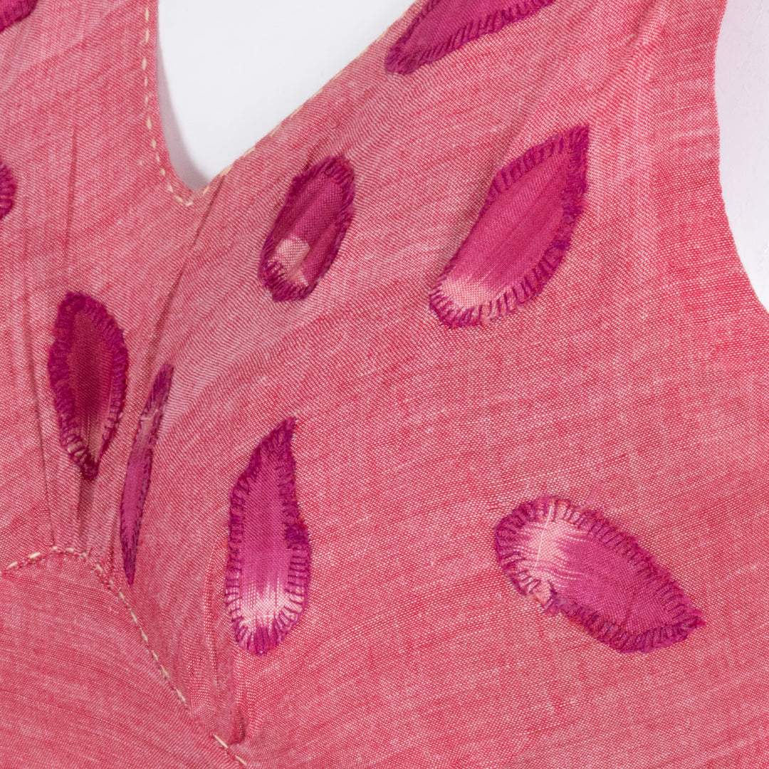 Pink Handcrafted Crop Top With Patch Work