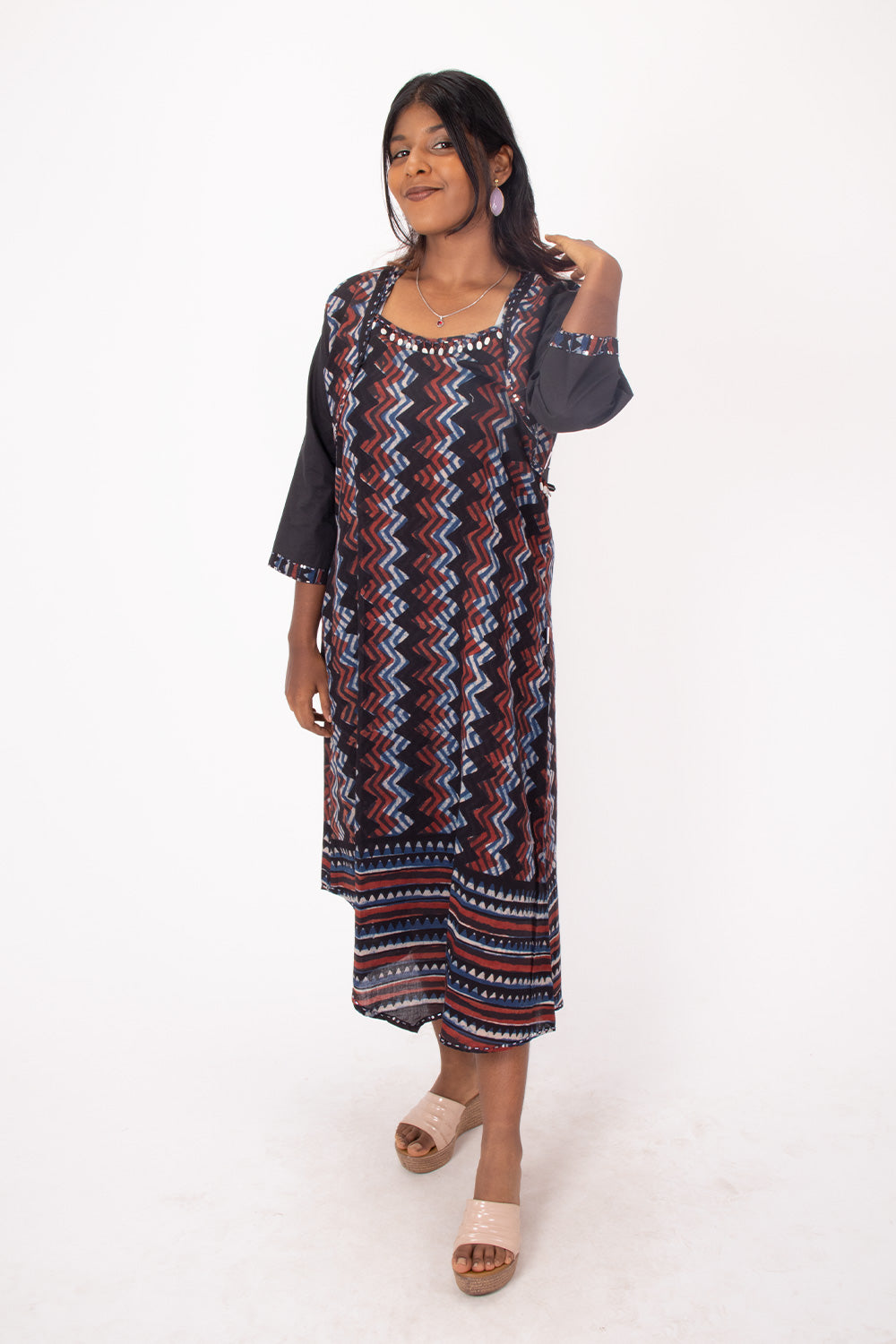 Black Handcrafted Cotton Dress 10071225