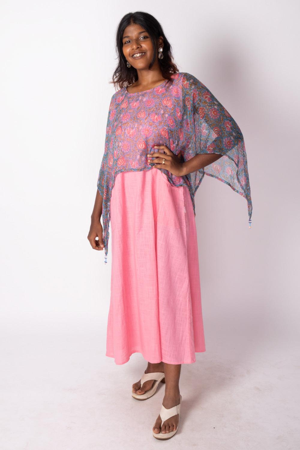 Pink Handcrafted Chiffon Dress 10071242