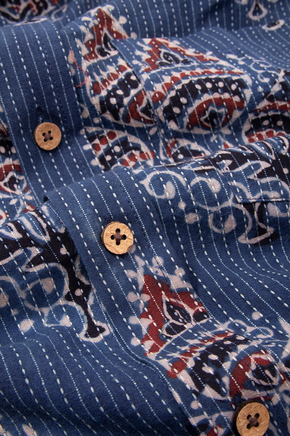 Blue Full Sleeve Ajrakh Printed Cotton Mens Shirt 10073163