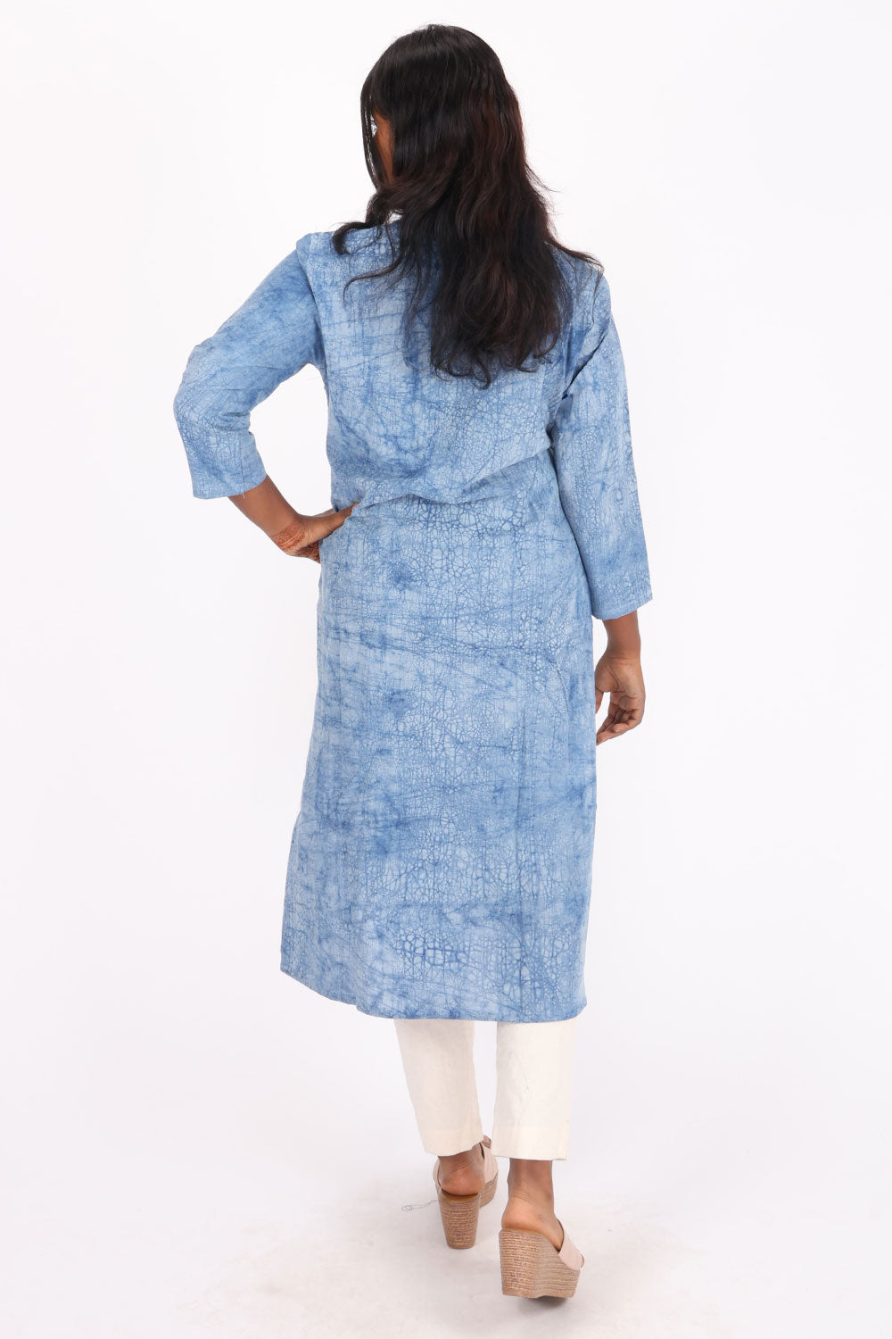 Blue Indigo Hand block Print Cotton Kurta