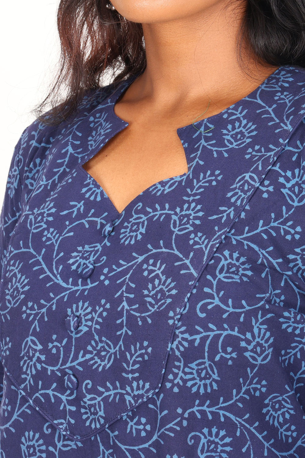 Blue Gamthi Print Cotton Kurti