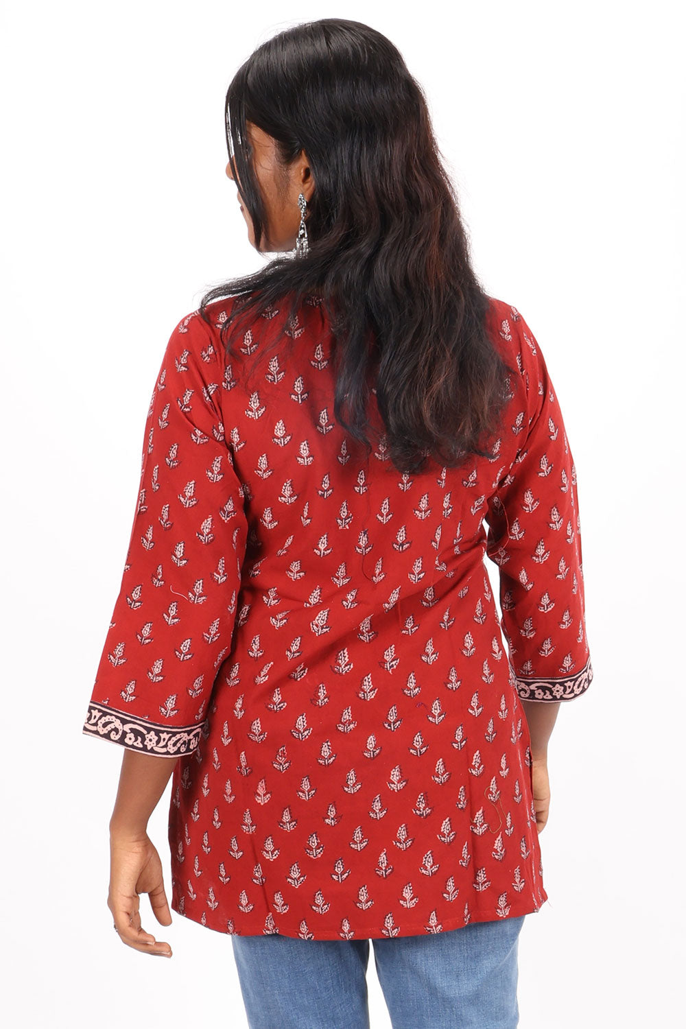 Red Bagh Printed Cotton Kurti