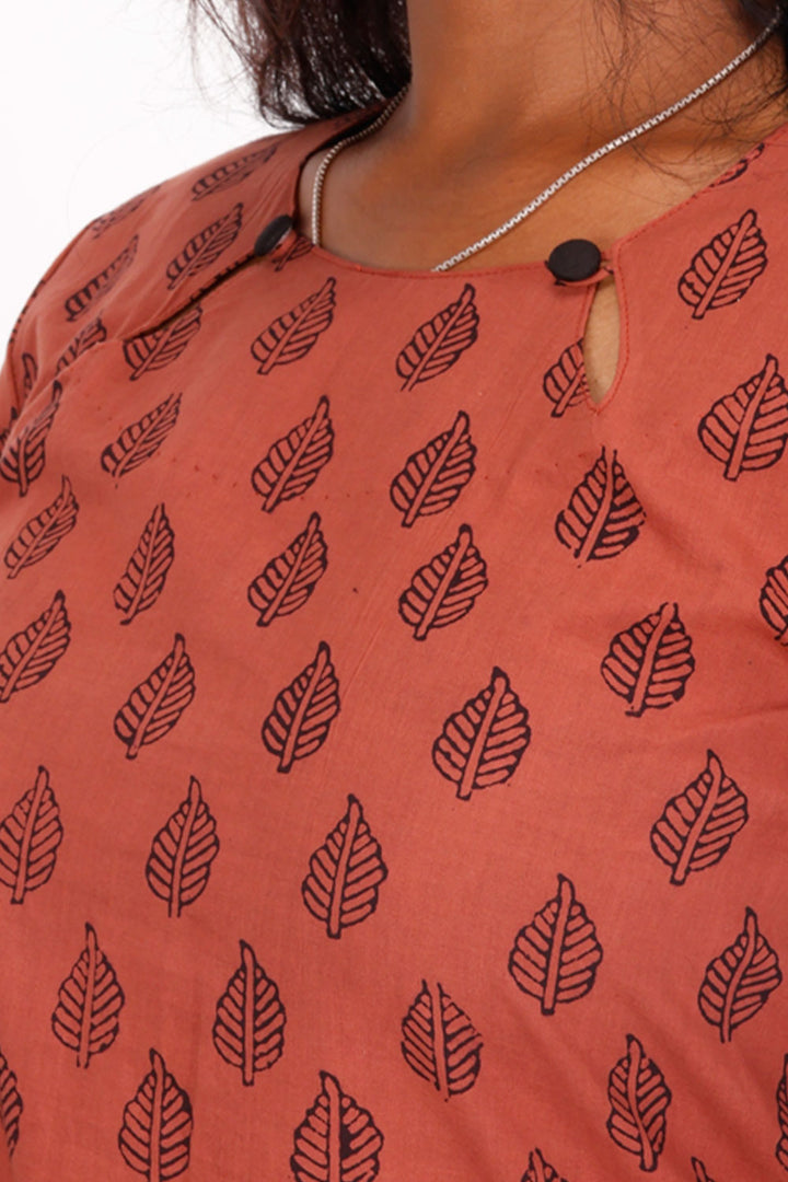 Brown Bagh Printed Cotton Kurti 