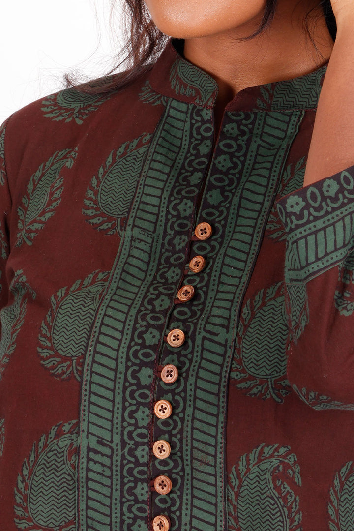 Brown Bagh Printed Cotton Kurti 