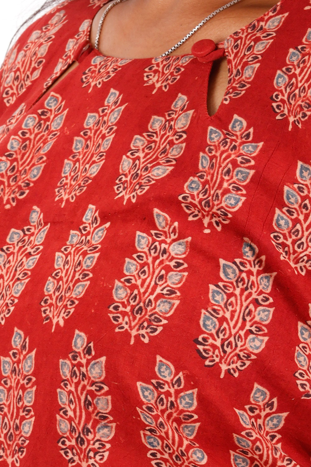 Red Ajrakh Printed Cotton Kurti