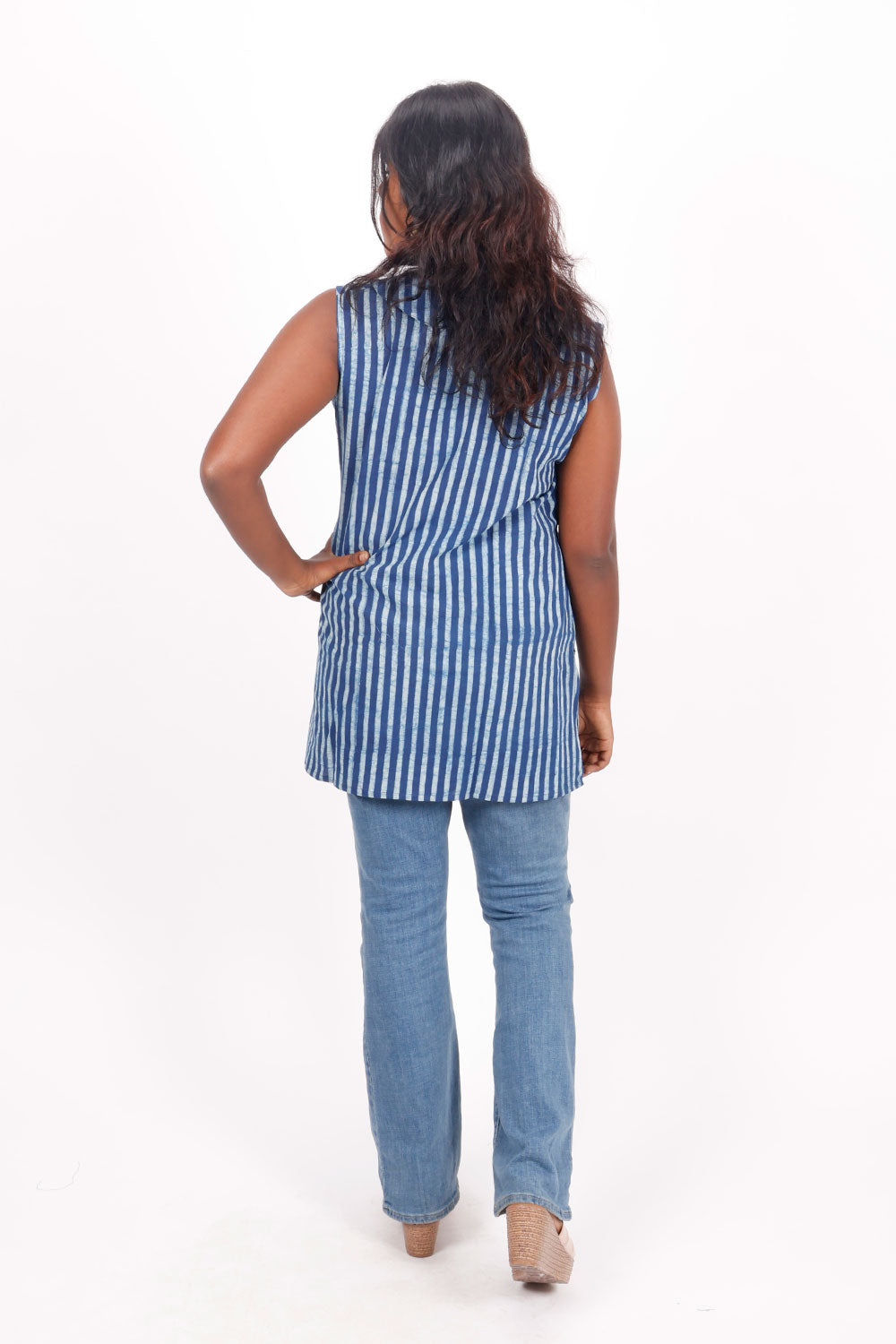 Indigo Hand Block Printed Cotton Kurti