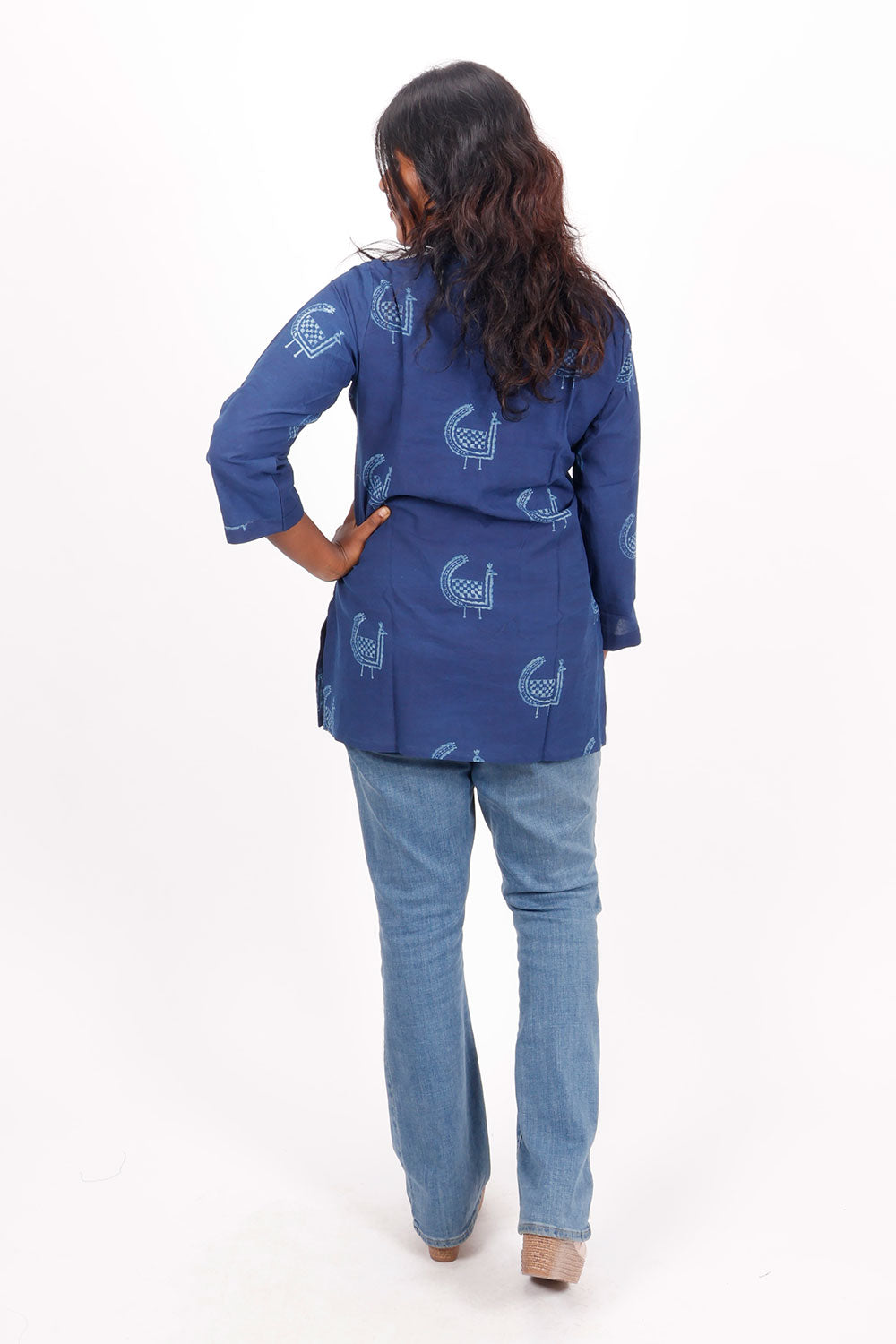 Indigo Hand Block Printed Cotton Kurti