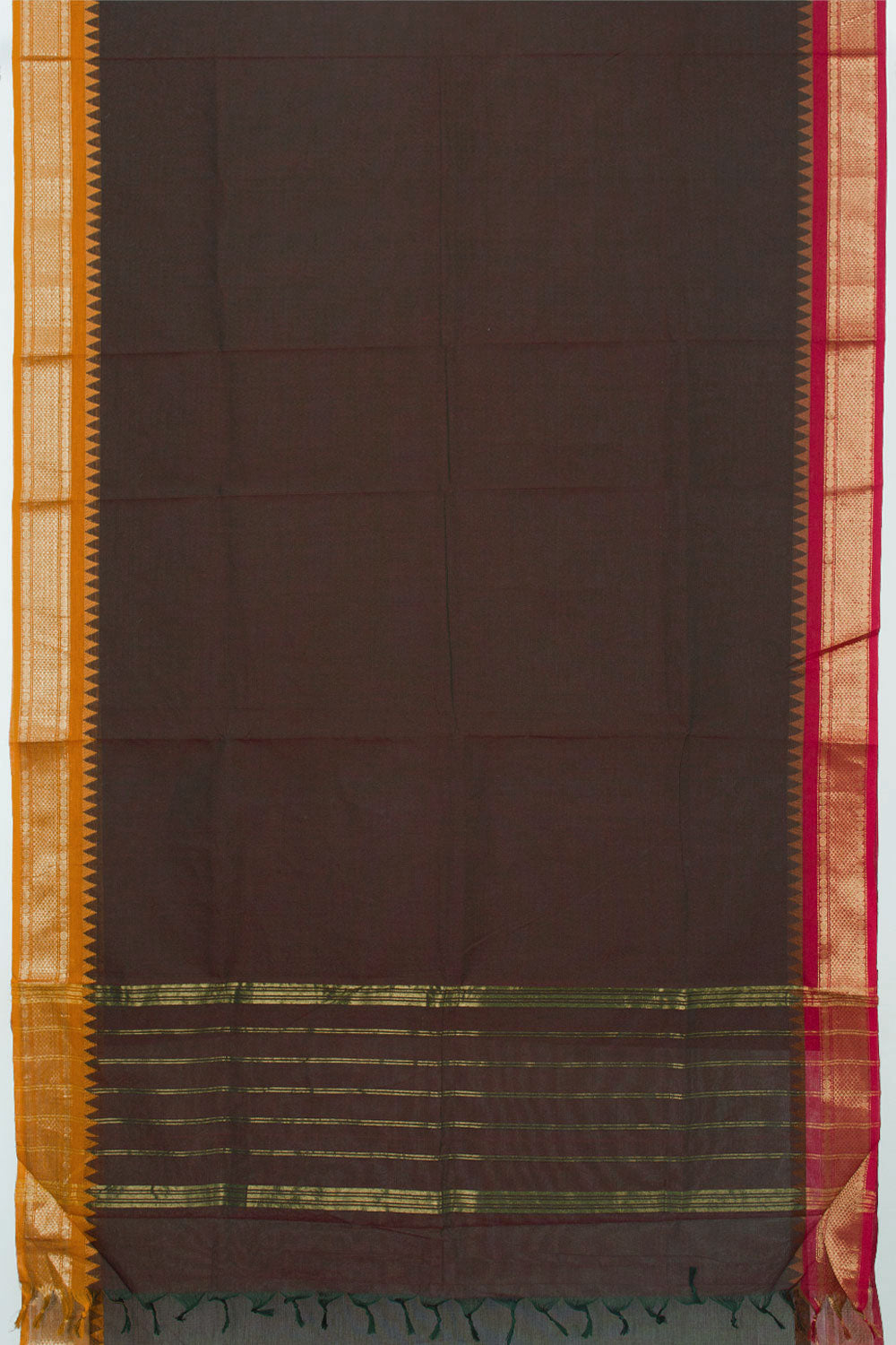 Snuff Brown Handwoven Kanchi Cotton Saree 10063463