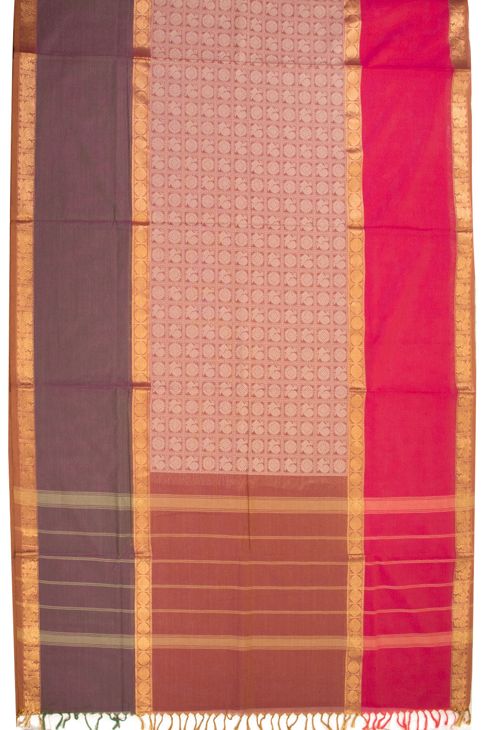 Brown Handloom Kanchi Cotton Saree