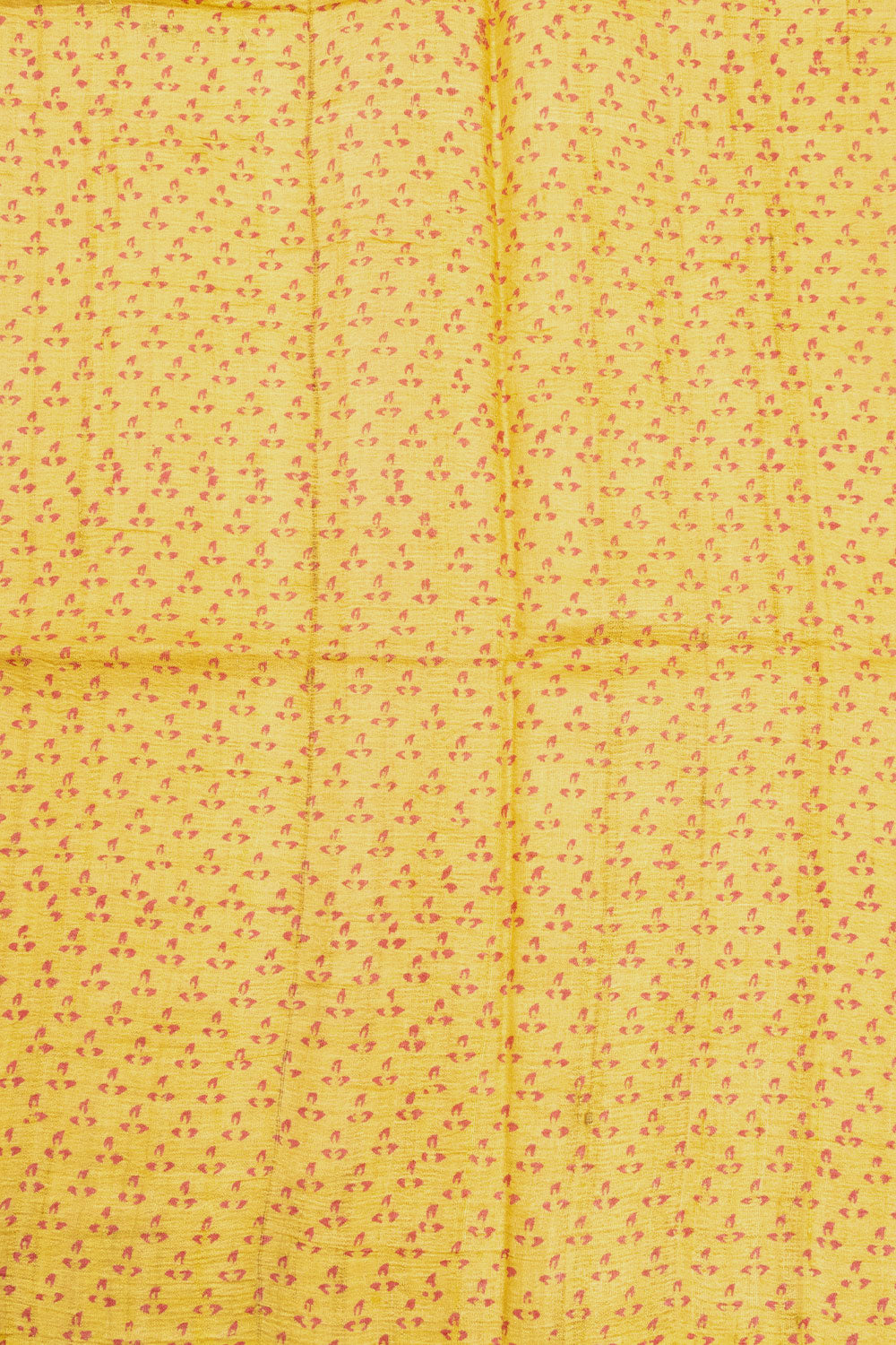 Yellow Hand Block Printed Tussar Silk Saree 10072554