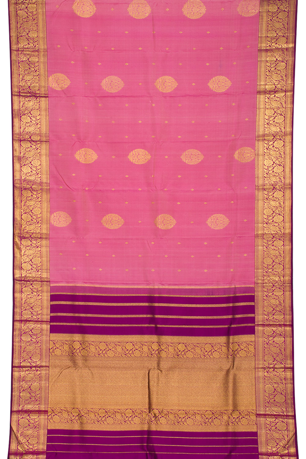 Rosy Pink Pure Zari Kanjivaram Silk Saree 10062338