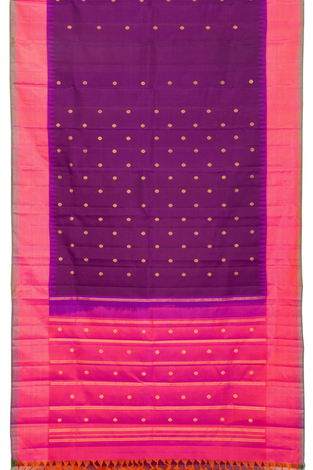 Velvet Purple Pure Zari Korvai Kanjivaram Silk Saree 10062485