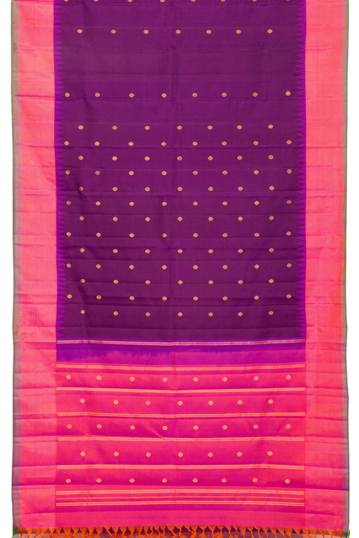 Velvet Purple Pure Zari Korvai Kanjivaram Silk Saree 10062485