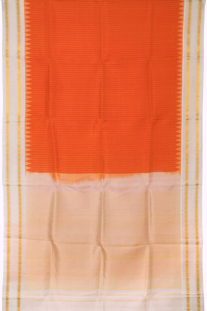 Orange Handloom Gadwal Kuttu Silk Saree - Avishya