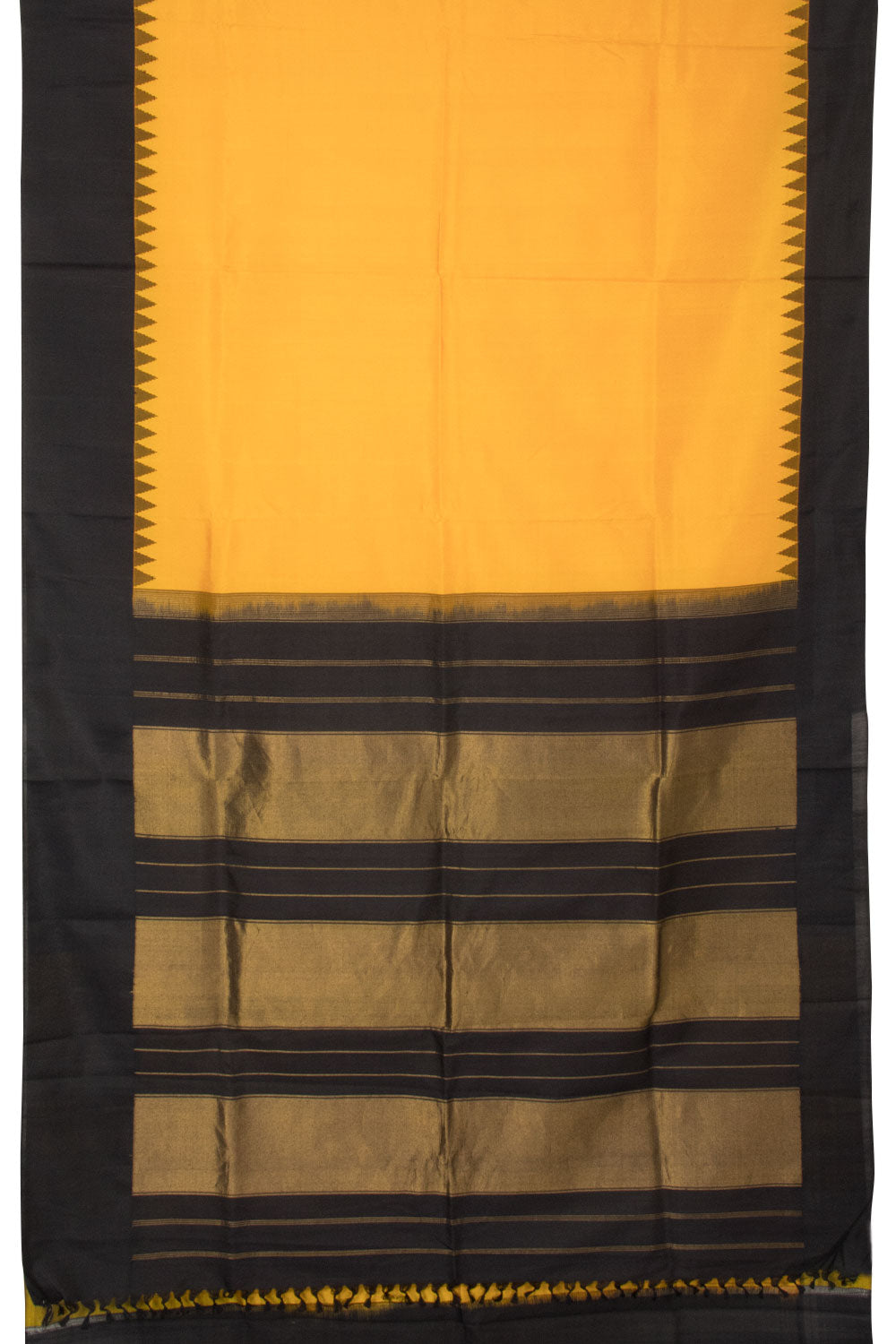 Yellow Handloom Gadwal Kuttu Silk Saree - Avishya