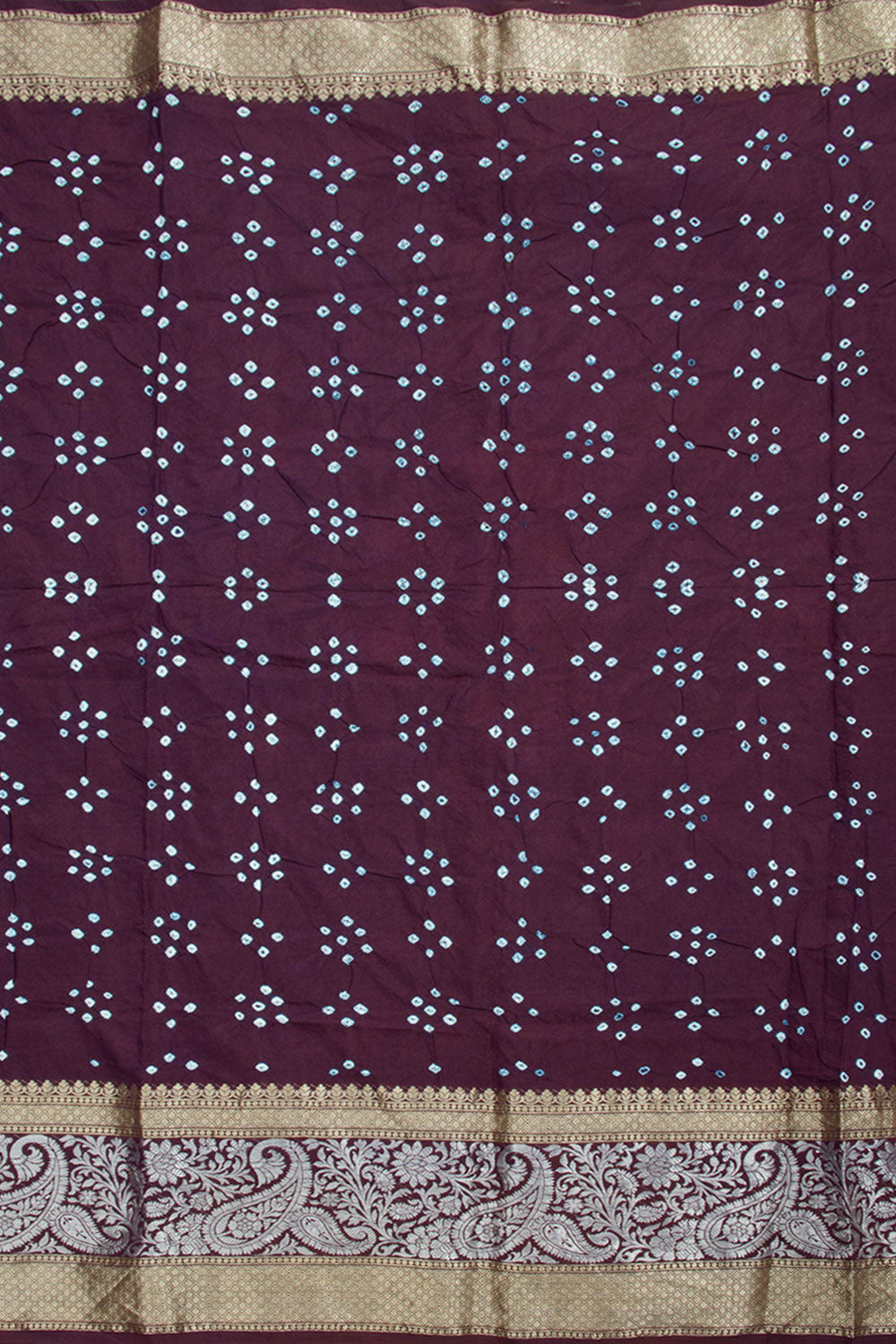 Plum Purple Kanjivaram Pure Silk Bandhani Saree 10062799