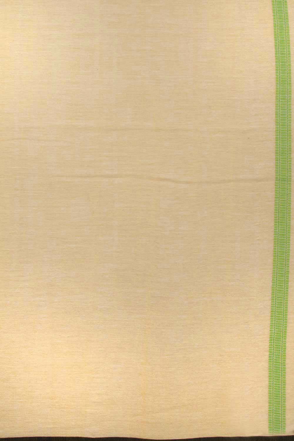 Pale Yellow Handloom Bhujodi Kala Cotton Saree 10062876