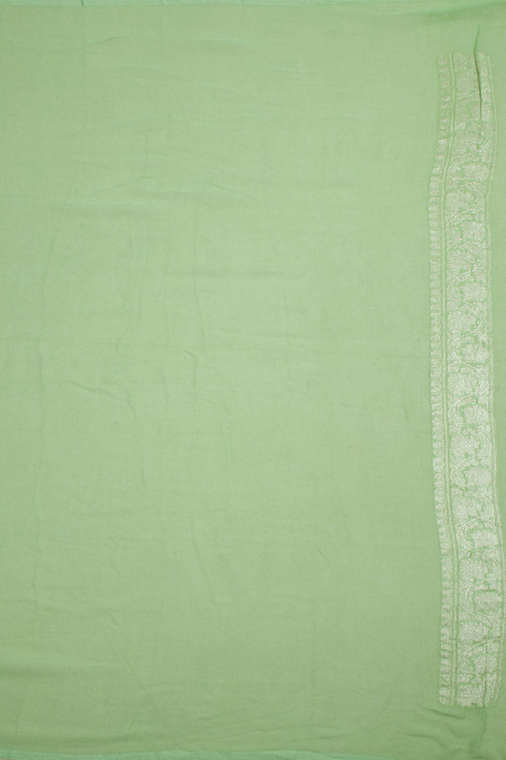 Pista Green Handloom Khaddi Banarasi Chiffon Saree 10062981