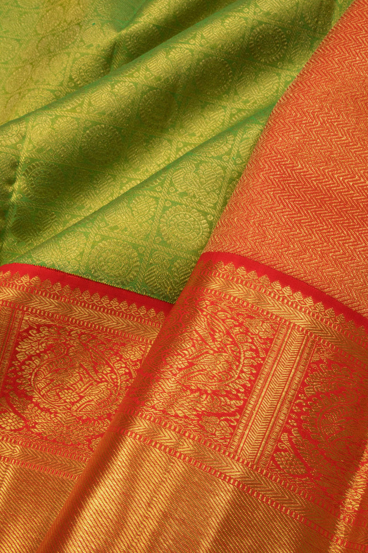 Green Bridal Korvai Kanjivaram Silk Saree 10070589 - Avishya