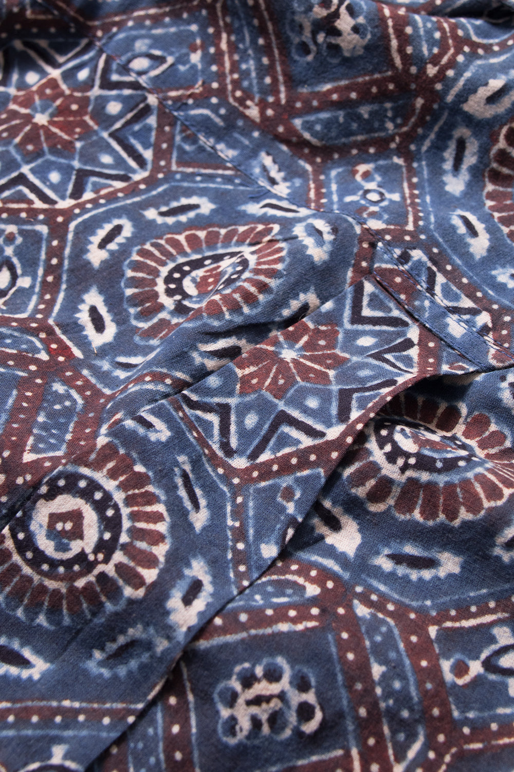 Blue Full Sleeve Ajrakh Printed Cotton Mens Shirt