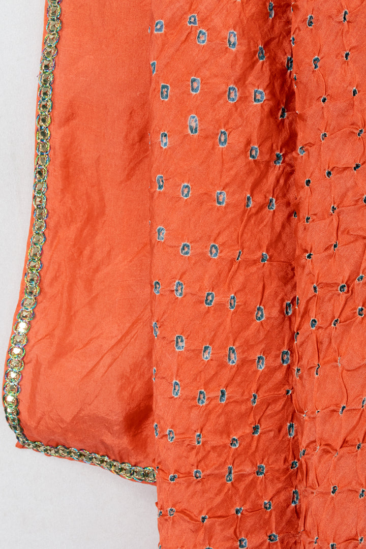 Peach Bandhani Mulberry Silk Dupattas 10072123