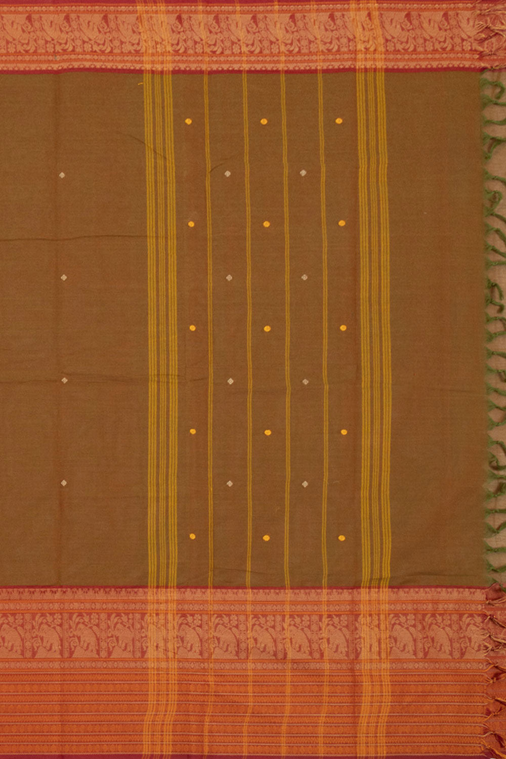 Brown Handloom Chettinad Cotton Saree 10072590