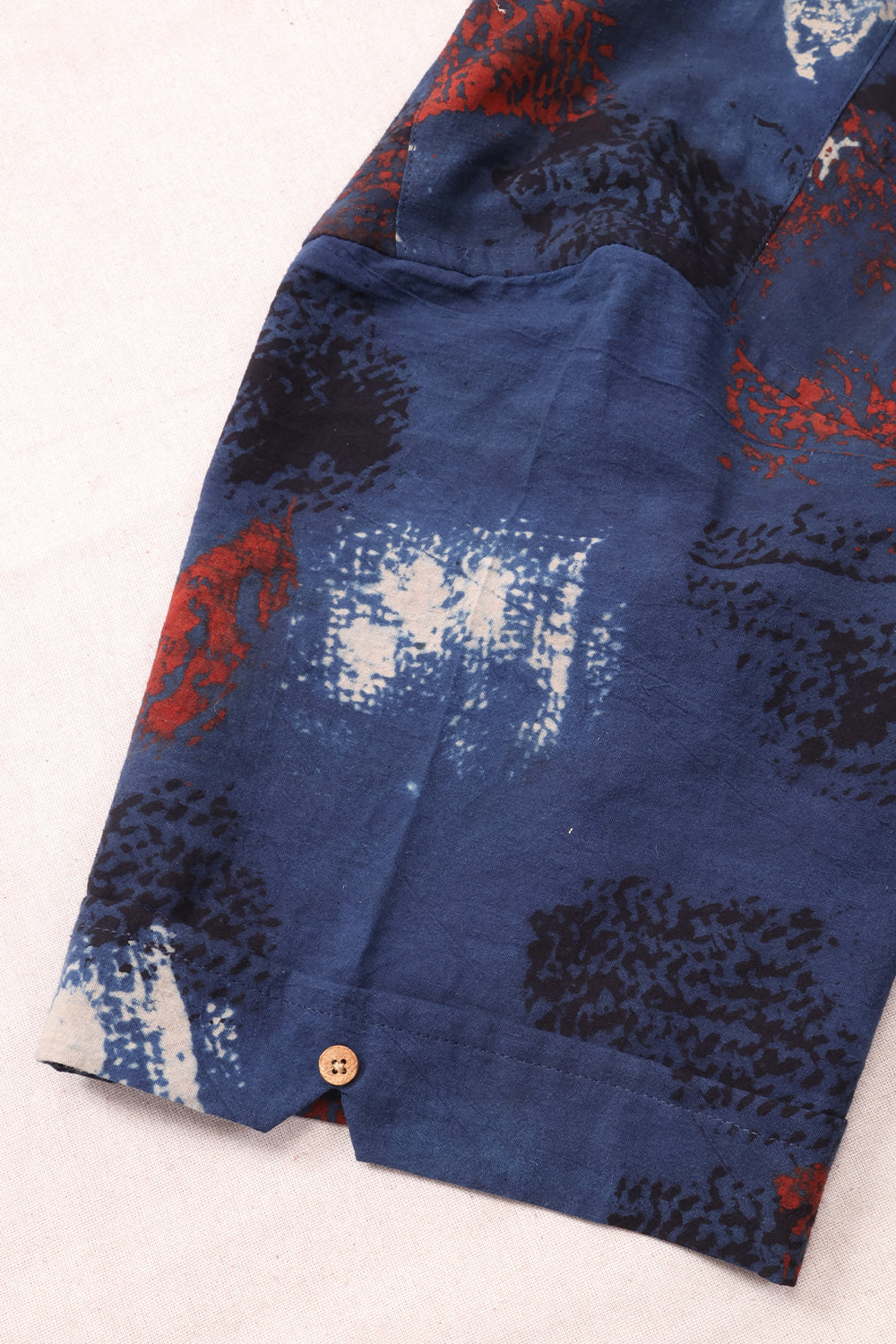 Blue Half Sleeve Ajrakh Printed Cotton Mens Shirt 10072720