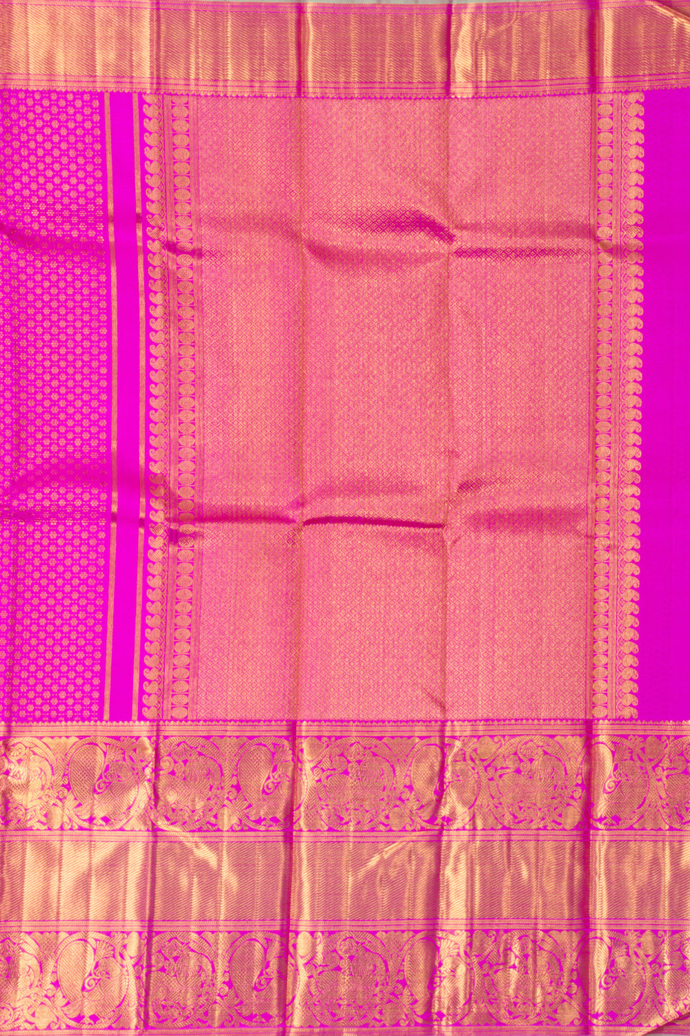 Rani Pink Pure Zari Bridal Kanjivaram Silk Saree 10072755