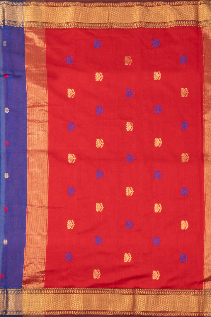 Blue Handloom Maheshwari Silk Cotton Saree 10073146