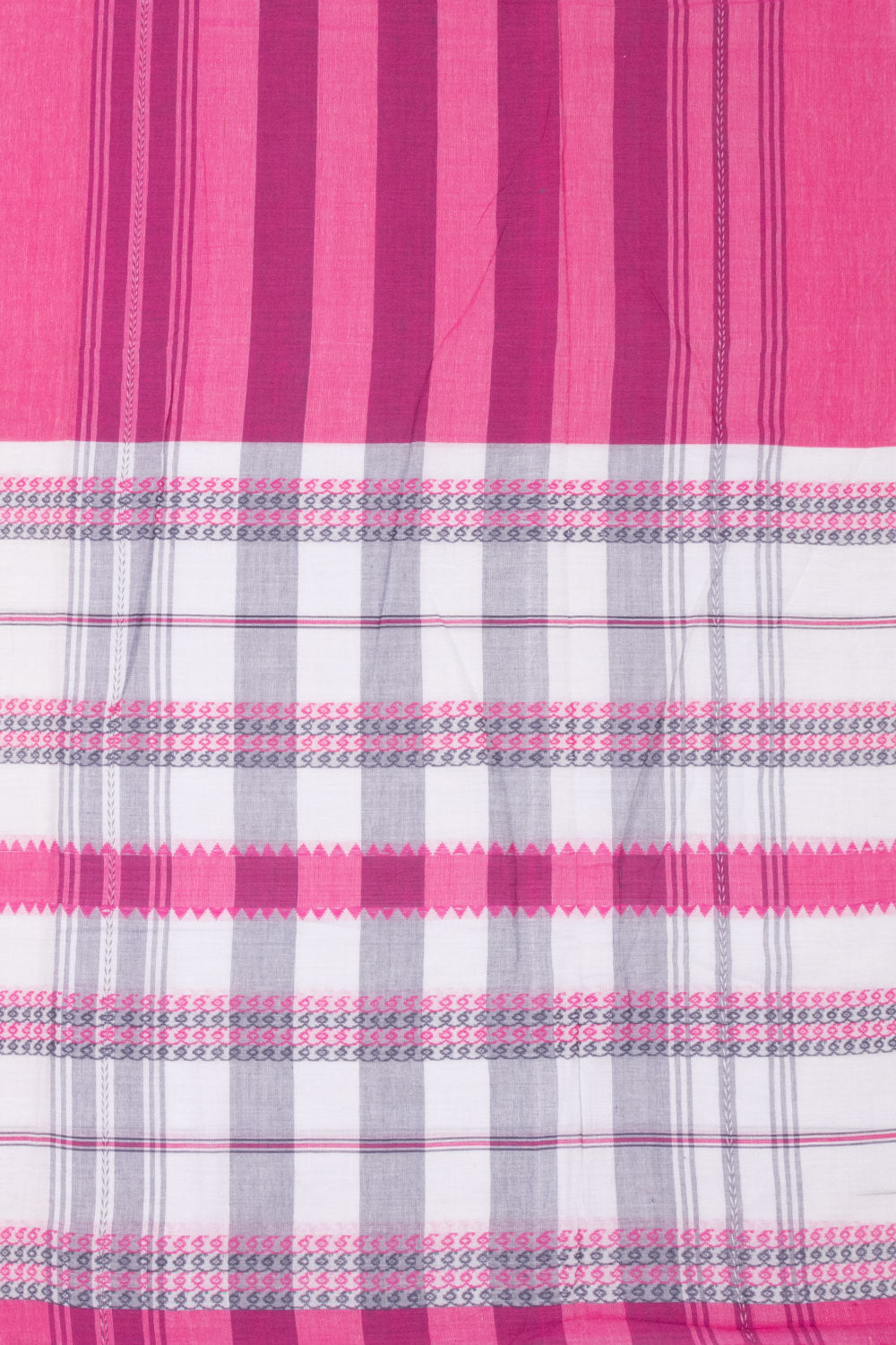 Pink Handloom Half and Half Dhaniakhali Cotton Saree Without Blouse 10073013