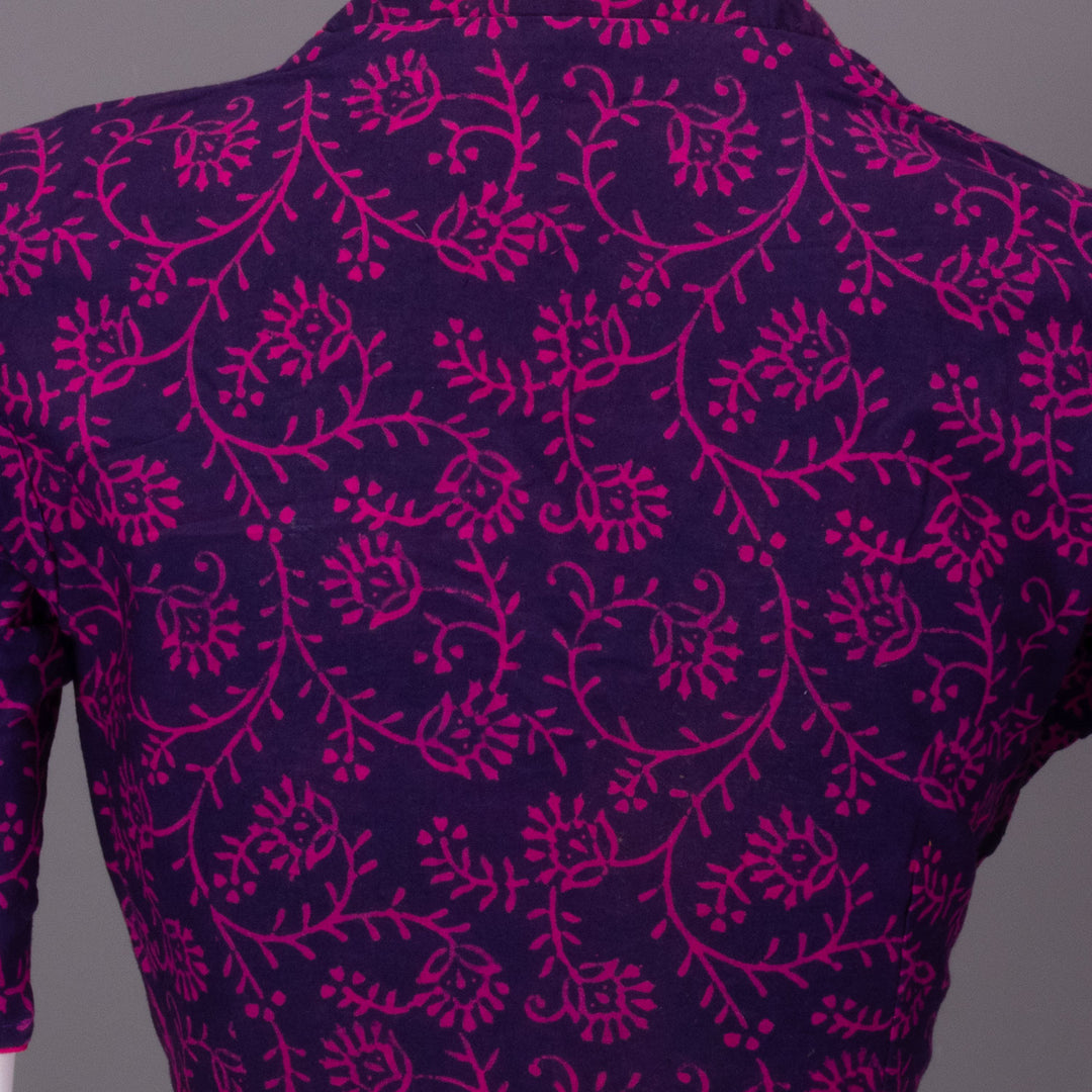 Purple Gamthi Printed Cotton Blouse 10073264