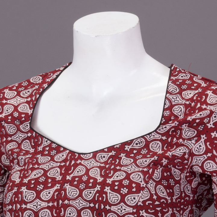 Maroon Bagh Printed Cotton Blouse 10073270