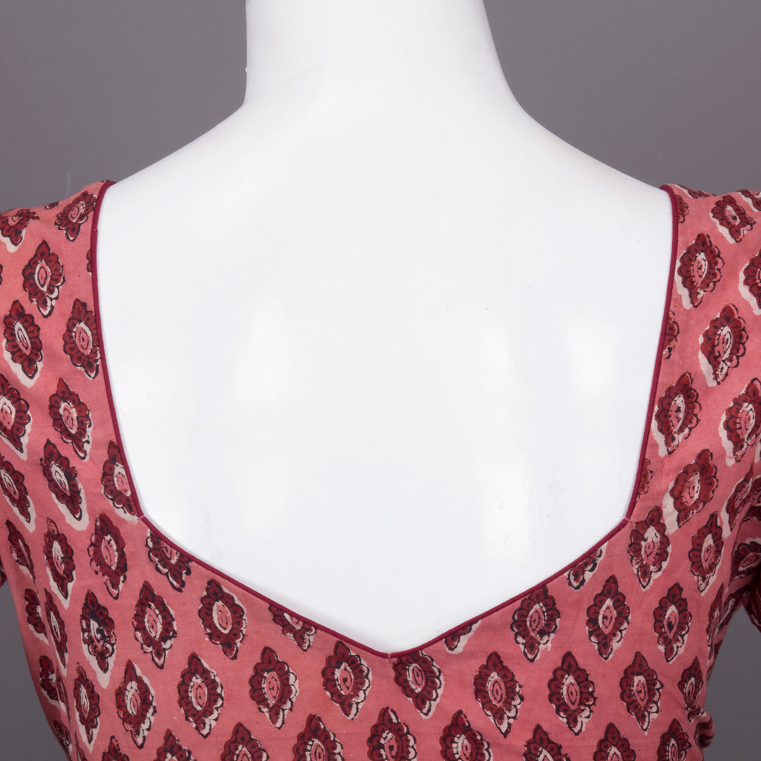 Pink Hand Block Printed Cotton Blouse 10073322