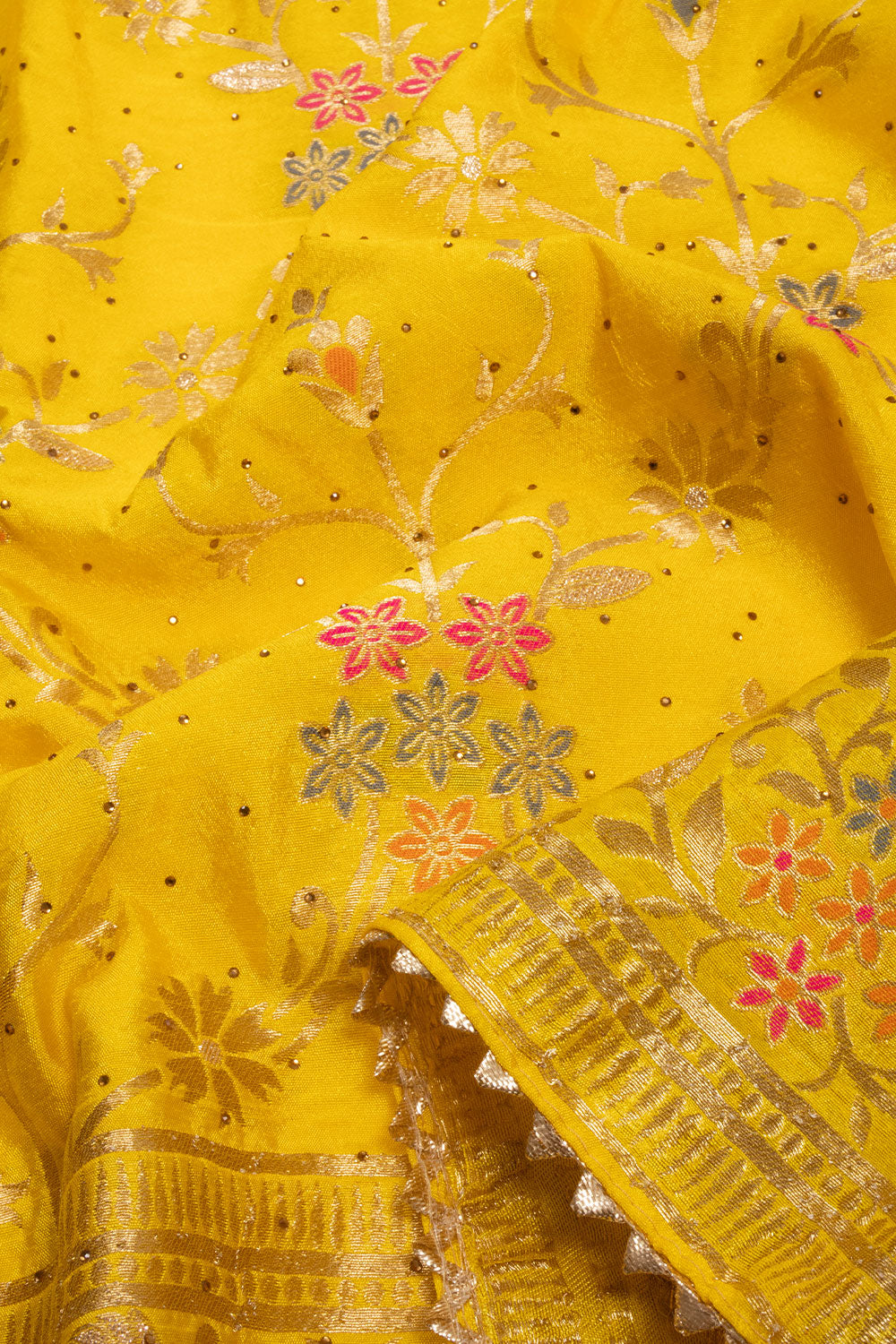 Yellow Blended Silk 3-Piece Salwar Suit Material