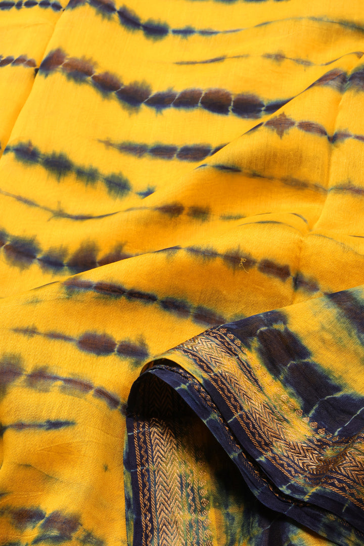 Yellow Shibori Printed Silk Cotton 3 Piece Salwar Suit Material 10072935