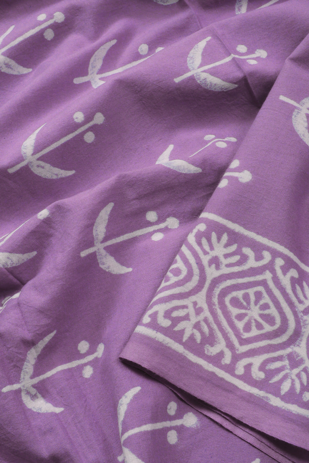 Mauve Handblock Printed Cotton 3-Piece Salwar Suit Material  10072978