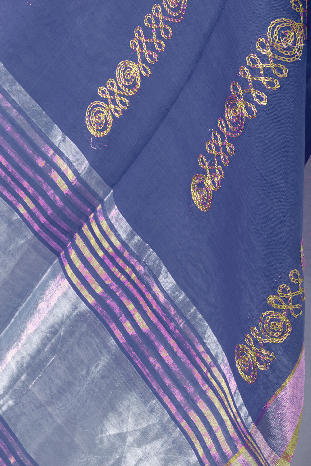 Blue Embroidery Silk Cotton Dupatta 10072149