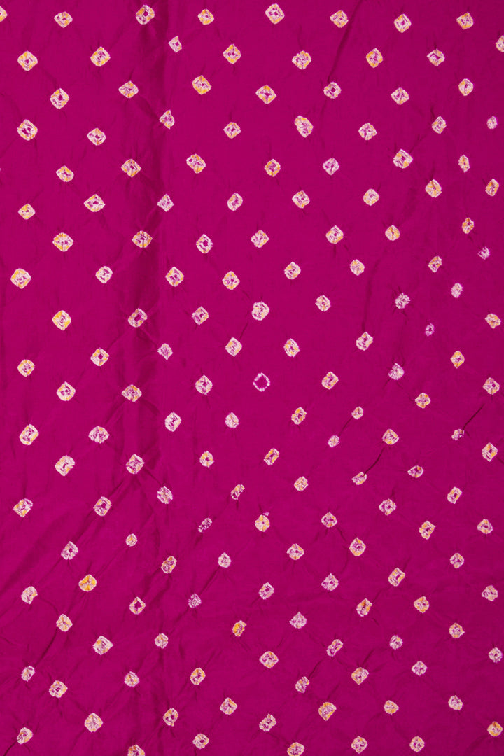 Pink Bandhani Mulberry Silk Saree With Contrast Blouse 10073068