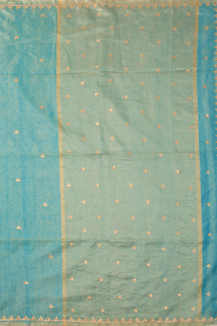 Blue Handloom Mercersised Tissue silk warp Saree with Zari embroidery 10073079